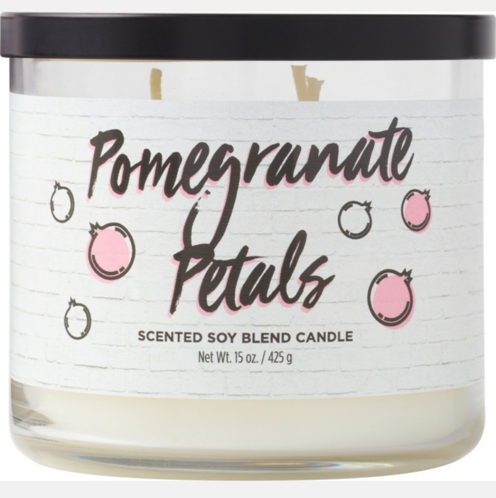 ULTA POMEGRANATE PETALS SCENTED SOY BLEND CANDLE.